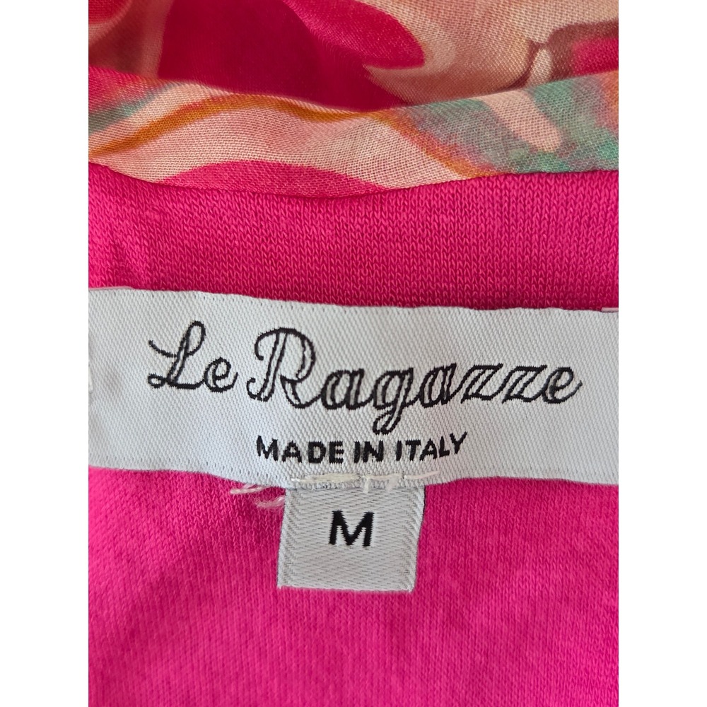 Le Ragazze Floral Silk Blend Flutter Sleeve Dress Womens M Pink Made in Italy - Picture 6 of 7